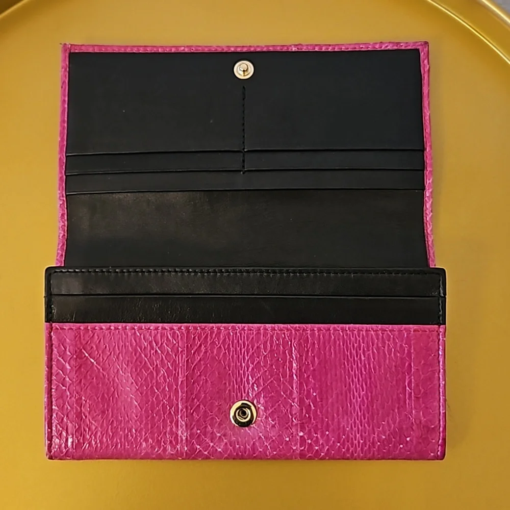 EUC Jimmy Choo Snakeskin Continental Wall in Hot Pink w/ COA - Picture 3 of 15